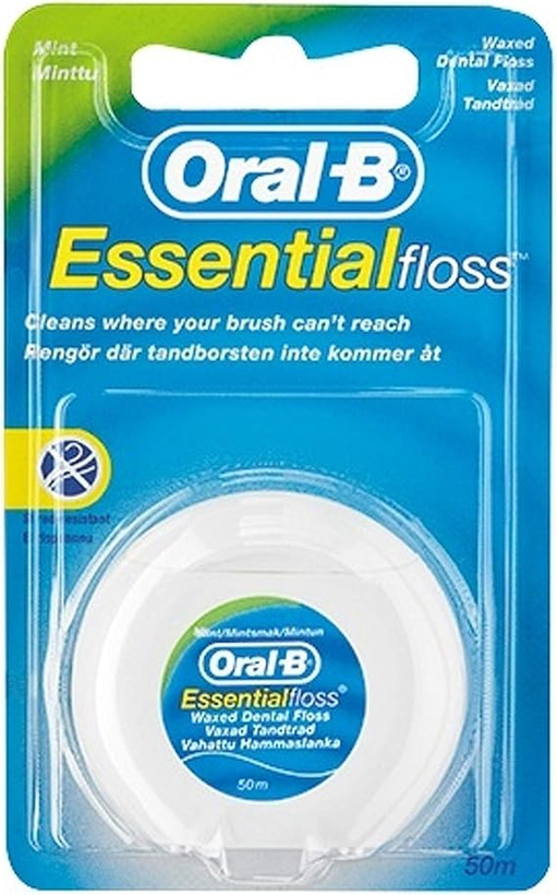 نخ دندان اورال بی Essential Floss مومدار با طعم نعناع | 50 متری